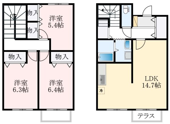 栂・美木多駅 徒歩22分 1-2階の物件間取画像